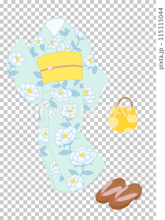 夏の和服　浴衣イラストセット　 115115044