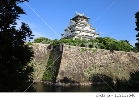 大阪城、春、夏、初夏、秋、タワマンのラウンジから望む新緑の大阪城、大阪城公園、大阪観光、関西観光 115115046
