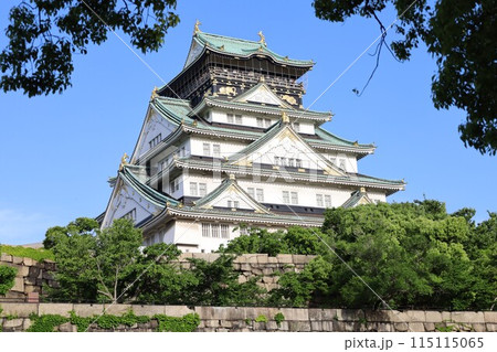 大阪城、春、夏、初夏、秋、タワマンのラウンジから望む新緑の大阪城、大阪城公園、大阪観光、関西観光 115115065