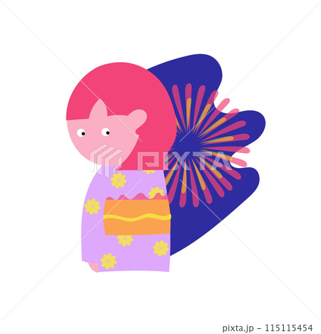 浴衣を着ている女の子 115115454