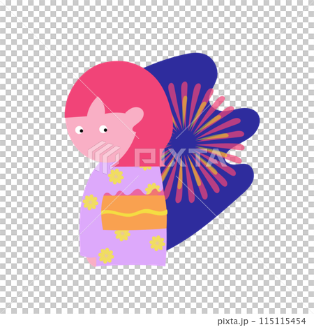 浴衣を着ている女の子 115115454