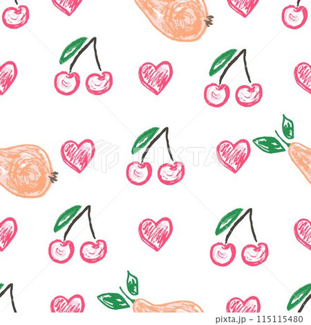 Seamless pattern. Children's drawings with wax crayons 115115480