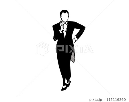 タップダンスをする燕尾服の男性 115116260