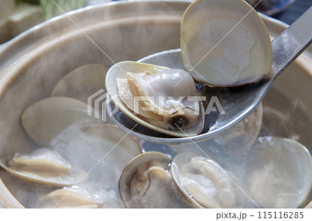 ハマグリのしゃぶしゃぶ、蛤鍋、蛤料理 115116285