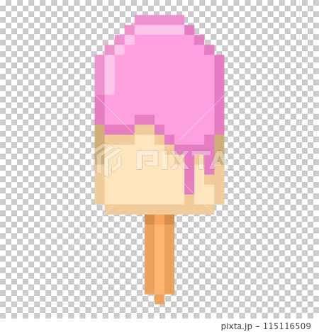 Strawberry chocolate covered ice cream pixel illustration Strawberry chocolate covered ice cream pixel illustration 115116509