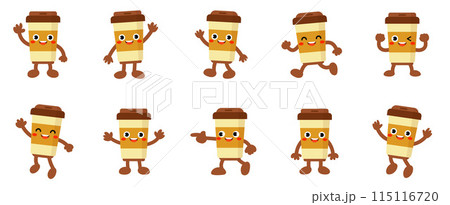 Funny Coffee cup Cartoon. Take away coffee 115116720