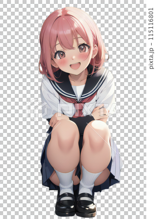 Crouching high school girl Crouching high school girl 115116801