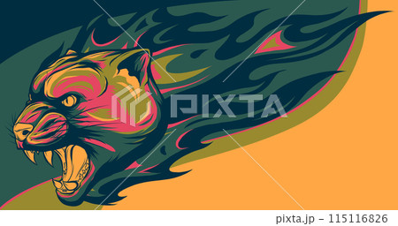 vector illustration of puma head with fire flames vector illustration of puma head with fire flames 115116826