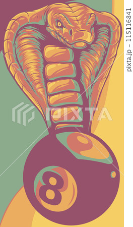 vector illustration of Billiard 8 ball with Cobra snake vector illustration of Billiard 8 ball with Cobra snake 115116841