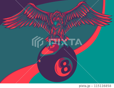 vector illustration of eagle with billiard 8 ball vector illustration of eagle with billiard 8 ball 115116858