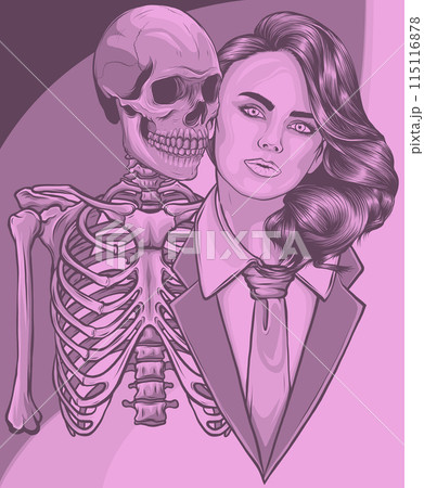 vector illustration of woman in suit with human skeleton vector illustration of woman in suit with human skeleton 115116878