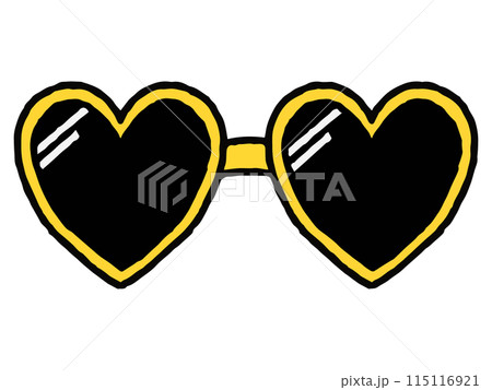 ハート型のサングラス　手描きイラスト 115116921