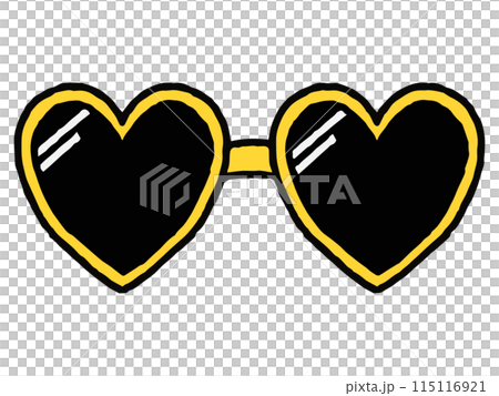 ハート型のサングラス　手描きイラスト 115116921