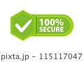 100 Secure grunge Badge with a check mark. Label or sticker 115117047