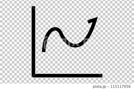 矢印で上昇を示している黒の線画アイコン 矢印で上昇を示している黒の線画アイコン 115117056