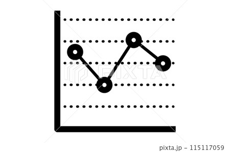 折れ線グラフの黒の線画アイコン 115117059