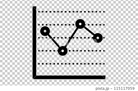 折れ線グラフの黒の線画アイコン 115117059