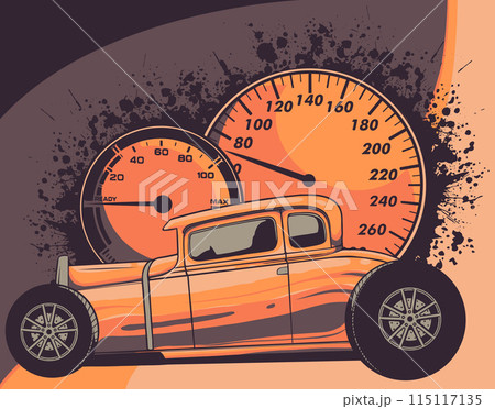 vector illustration of american hot rod car 115117135