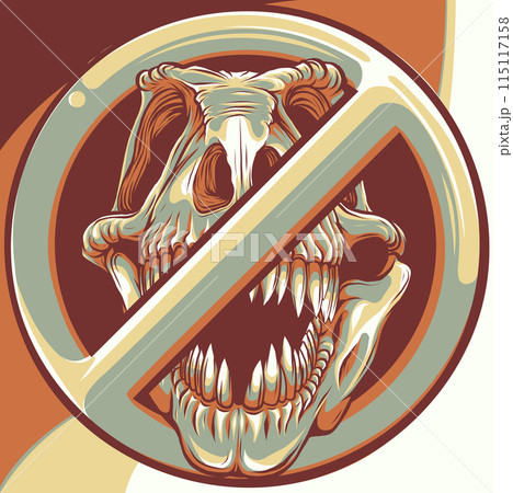 forbidden tyrannosaurus skull sign isolated on white background vector illustration 115117158