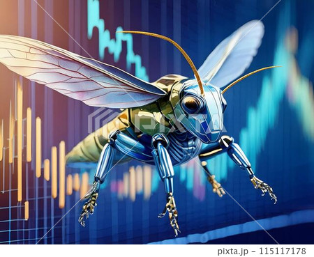 株価チャートとメタルグラスホッパー 株価チャートとメタルグラスホッパー 115117178