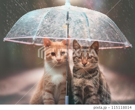 傘とてるてる⑦虹ねこ　ぐで猫さん 傘とてるてる⑦虹ねこ ぐで猫さん 晴雨兼用 手押しタイプの長