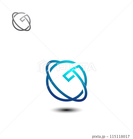 Letter G orbit logo design template with simple outline 115118017