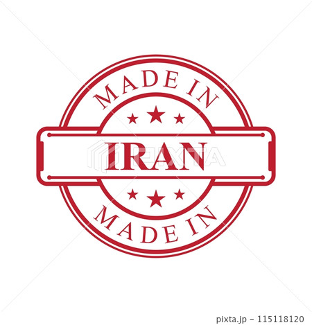 Made in Iran label icon with red color emblem 115118120
