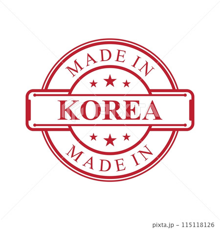 Made in Korea label icon with red color emblem Made in Korea label icon with red color emblem 115118126