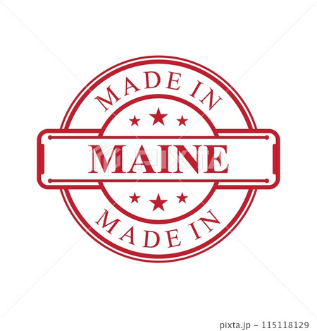 Made in Maine label icon with red color emblem 115118129