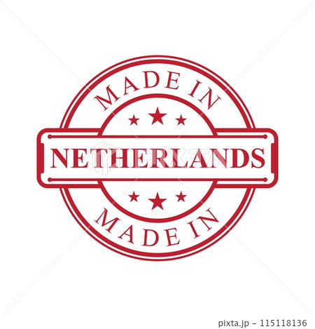 Made in Netherlands label icon with red color emblem Made in Netherlands label icon with red color emblem 115118136