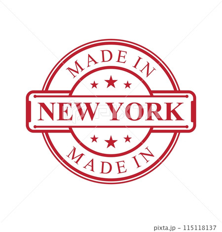 Made in New york label icon with red color emblem Made in New york label icon with red color emblem 115118137