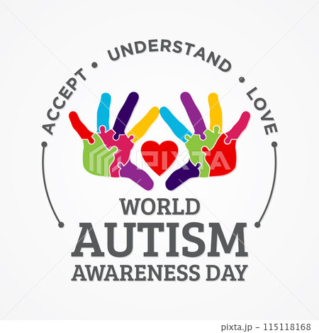 Colorful design word world autism awareness day with hand puzzle 115118168