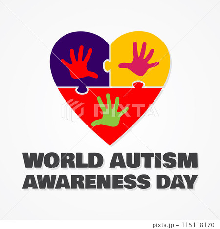 Colorful design word world autism awareness day with love puzzle symbol 115118170