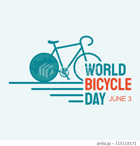 Letter World Bicycle Day on June 3 with world map 115118171
