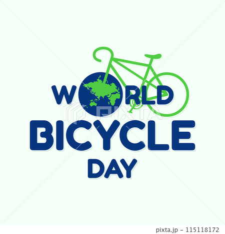 Letter World Bicycle Day on June 3 with world map 115118172