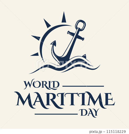 World Maritime Day with anchor in flat style World Maritime Day with anchor in flat style 115118229