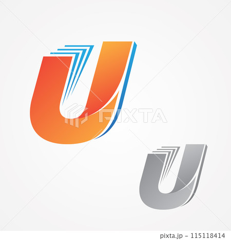 U letter for your best business symbol with color orange 115118414