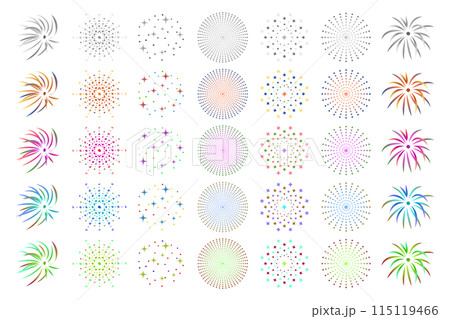 打ち上げ花火のイラストセット(カラー各種) 打ち上げ花火のイラストセット(カラー各種) 115119466