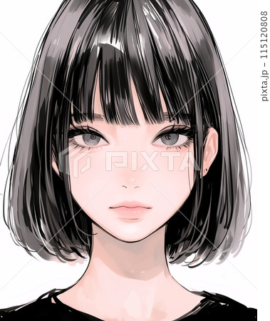 アイコンイラスト・黒髪美人「AI生成画像」 115120808