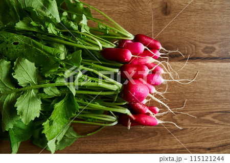 fresh radish on table close up fresh radish on table close up 115121244