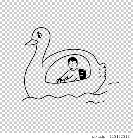 一個人乘坐天鵝船前往目的地的插圖 115122518