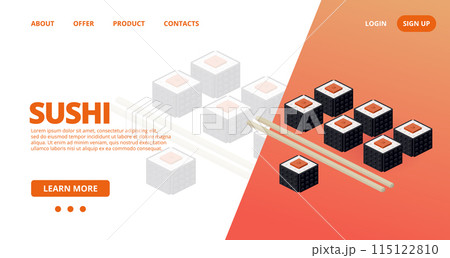 Web template with a sushi. Vector Web template with a sushi. Vector 115122810