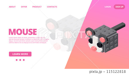 Web template with a mouse. Vector 115122818
