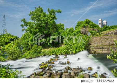 三栖洗堰から宇治川への流れ　京都市伏見区 115122982
