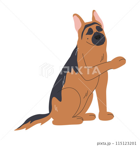 Vector flat german sheepdog studying high five paw 115123201