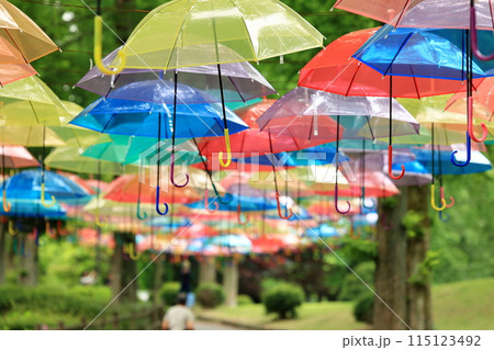 甘楽町総合公園のカラフルなスカイアンブレラ 115123492