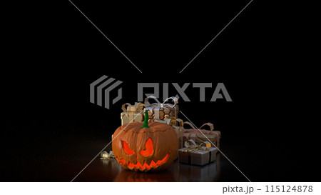 The jack o lantern for halloween or holiday concept 3d rendering. The jack o lantern for halloween or holiday concept 3d rendering. 115124878