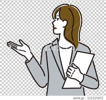 A woman explaining a document A woman explaining a document 115125872