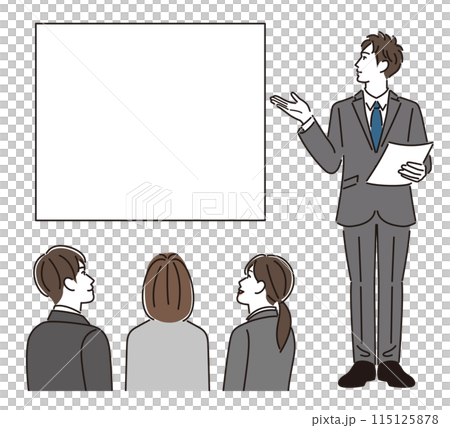 businessman giving a presentation businessman giving a presentation 115125878