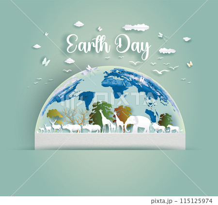 Earth Day and World Wildlife Day with the animal. 115125974